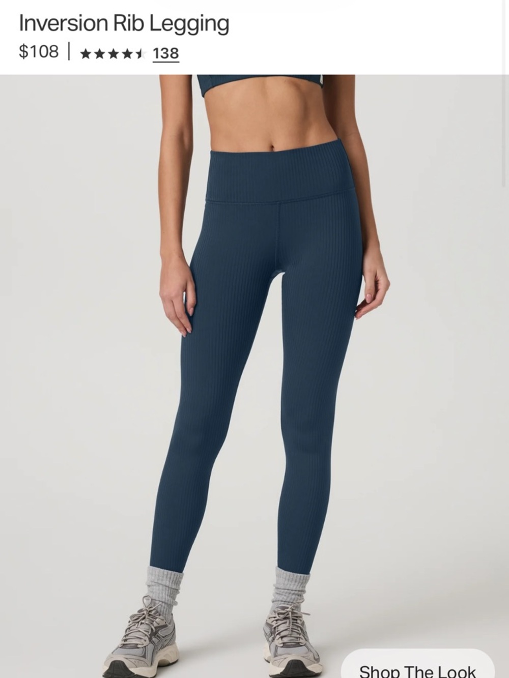Vuori Inversion Rib Legging in Ocean Blue